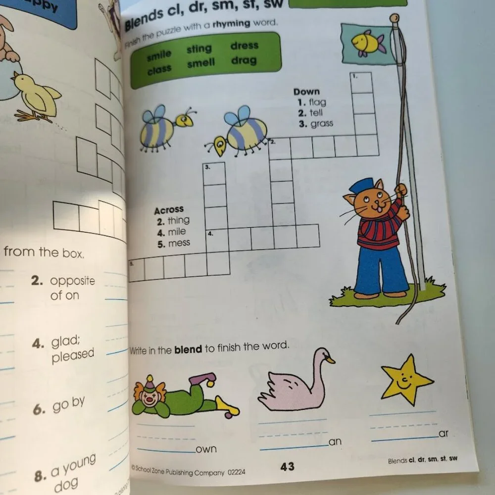 NEW School Zone Spelling Puzzles 1-2 Activity Workbook Book 64 Pages 1st Grade
